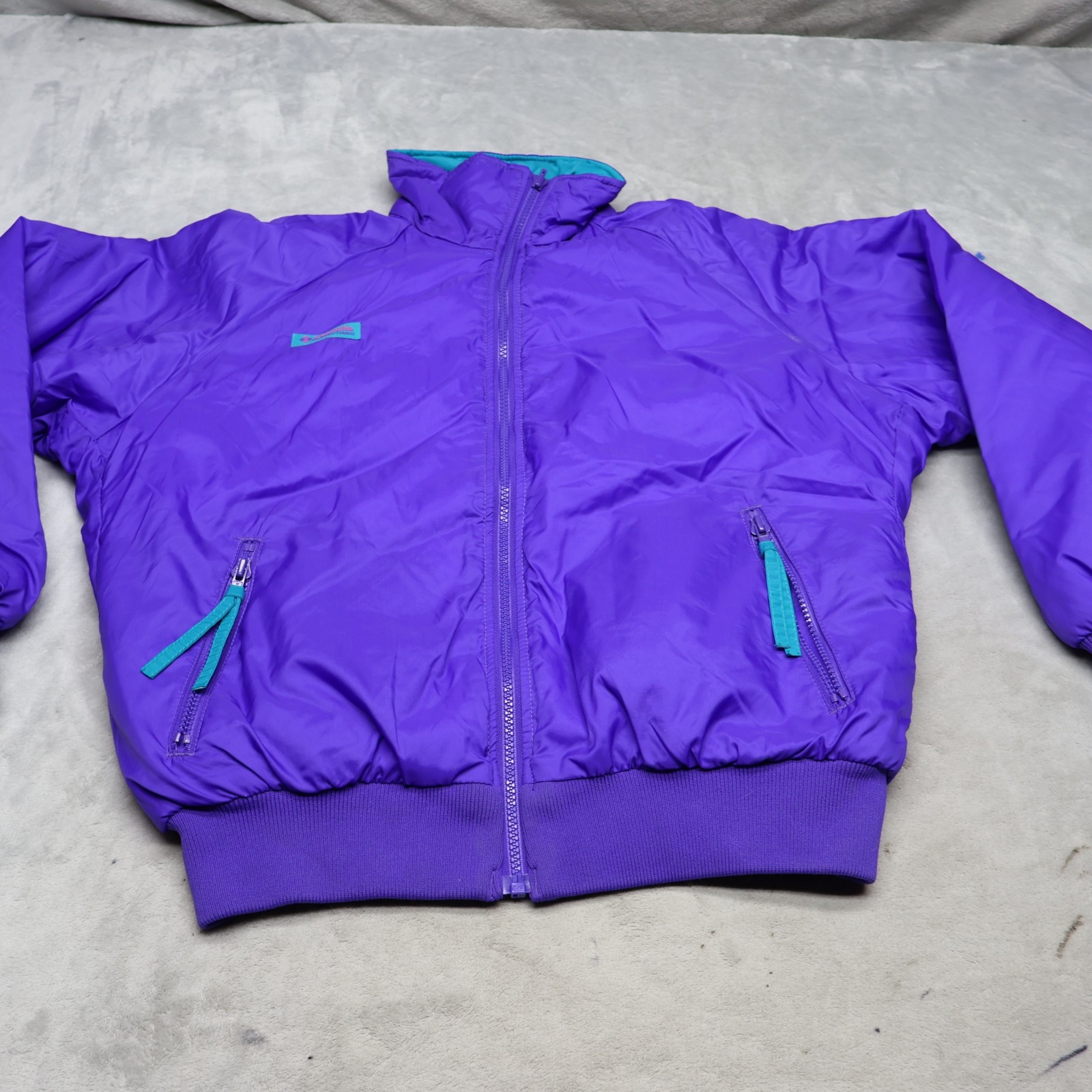 Columbia Jacket Women Medium Purple Reversible Insulated Rain Wind Vtg